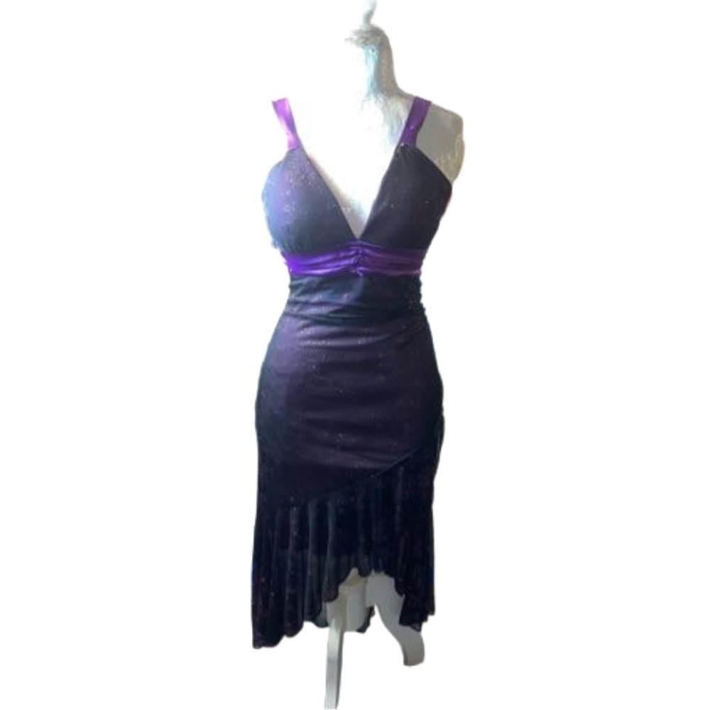 TABOO Purple/Lavender Cocktail Halter Formal Dress Size M Metallic Lace Floral